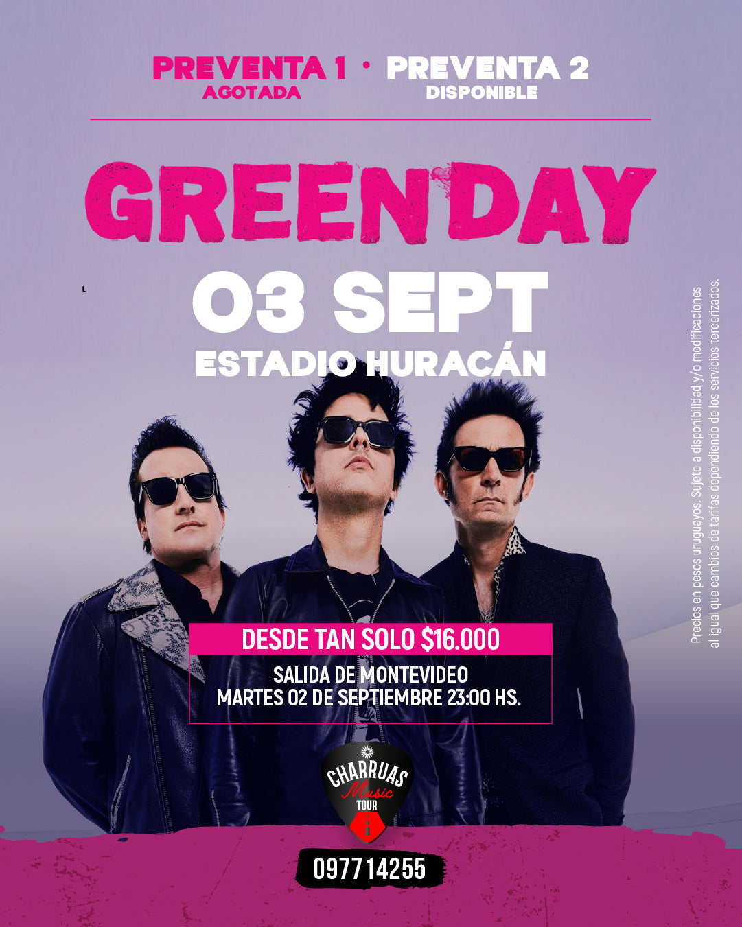 GREEN DAY en BUENOS AIRES - MIÉRCOLES 03 DE SETIEMBRE - ESTADIO HURACÁN